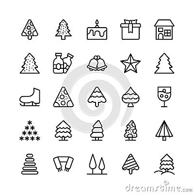 Christmas, Halloween, Party and Celebration Line Vector Icons 12 Stock Photo